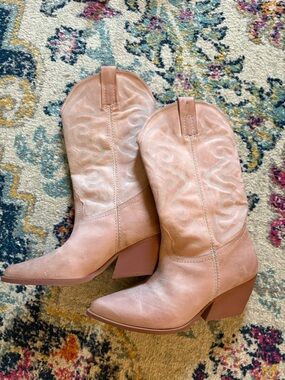 Steve Madden Blush Pink Western Heeled Boots